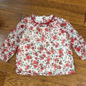 Janie and Jack Red Floral Blouse